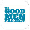the good men project logo with teal lettering on white background