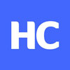 Health central logo blue background HC letters