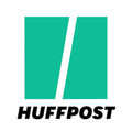HuffPost logo with green icon black lettering and white background