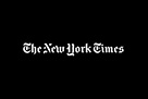 New York Times rectangular logo with white lettering on black background.