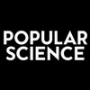 Popular Science white letters on blue background
