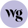 well + good logo black wg on lavender background