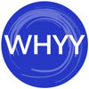 WHYY philadelphia logo blue circle with light blue swoosh and white whyy