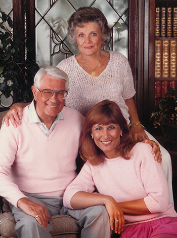 UCI Health pancreatic patient and donor Beth Koehler is pictured with her parents. 