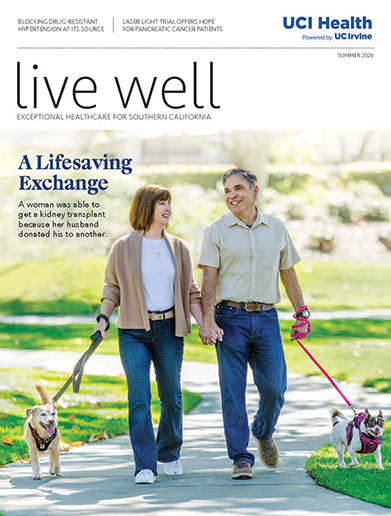 Live Well magazine cover, Summer 2026, kidney transplant patient Karen Patterson is alive today because her husband, Greg, donated one of his kidneys as part of a national living donor exchange program.