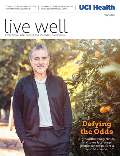 Live Well magazine cover, Summer 2025, artist's rendering of UCI Health — Irvine, Setting a new standard in hospital care.