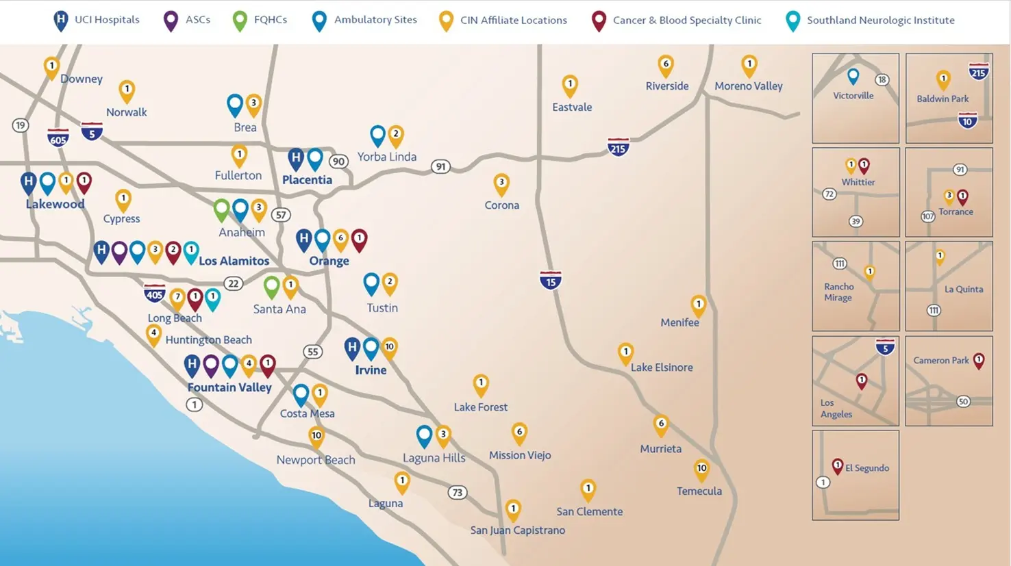 Clinically Integrated Network locations in Orange County
