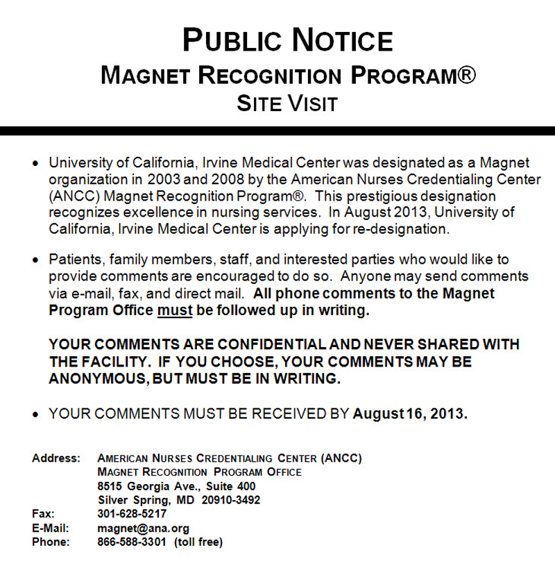 Public Notice Recognition Program Site Visit UCI Health