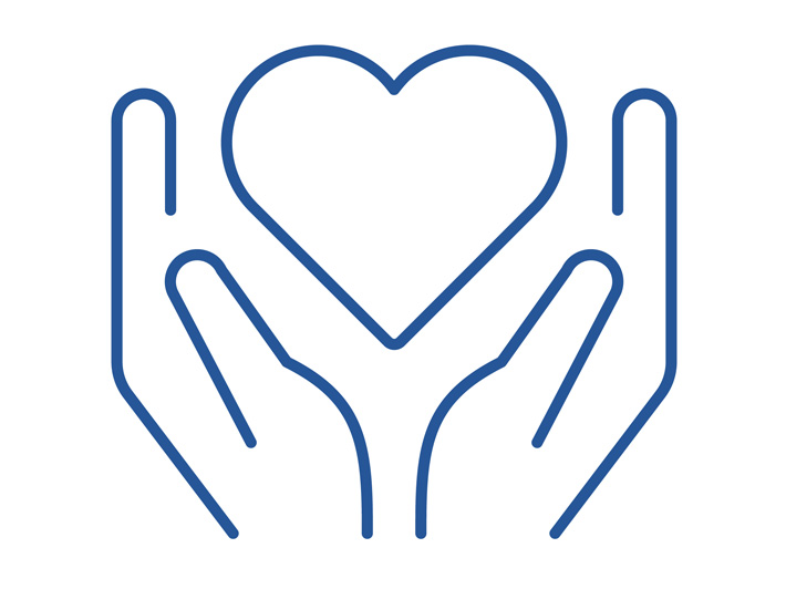 hands around heart icon