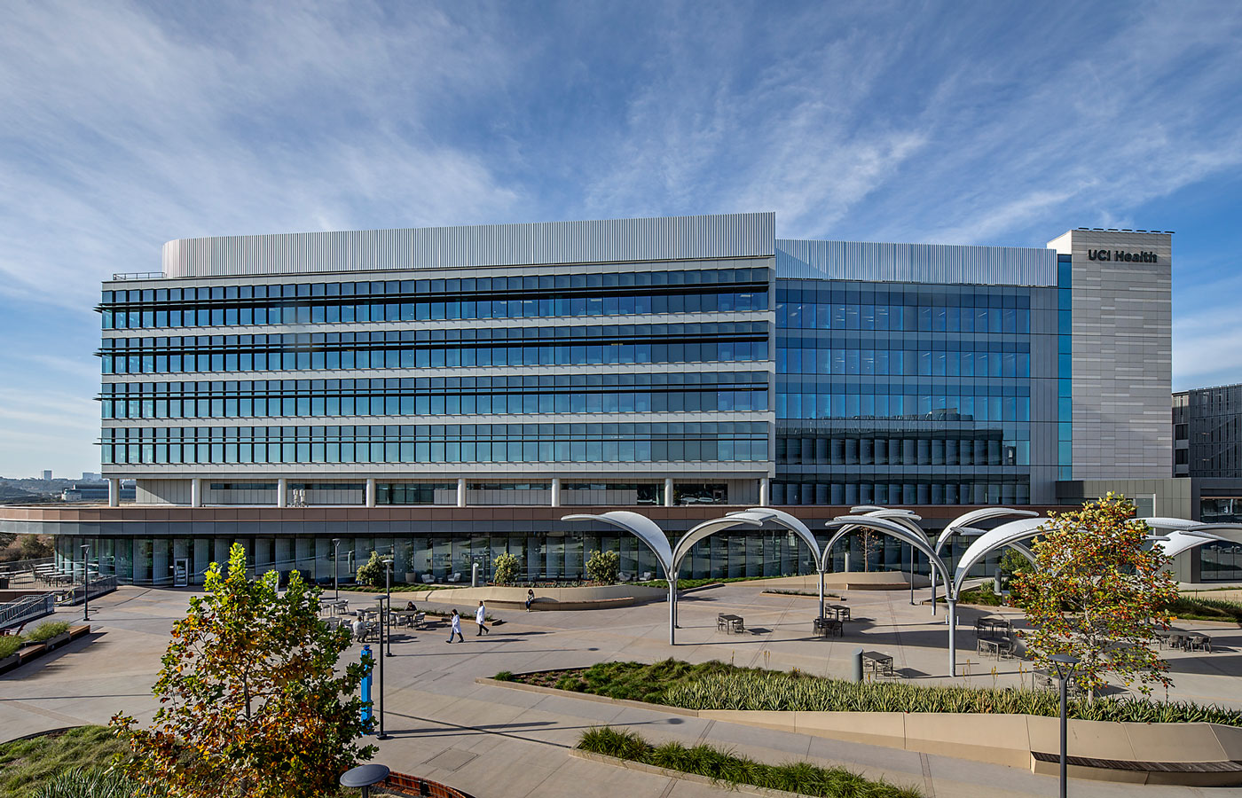 the uci health irvine acute care hospital shot in daylight