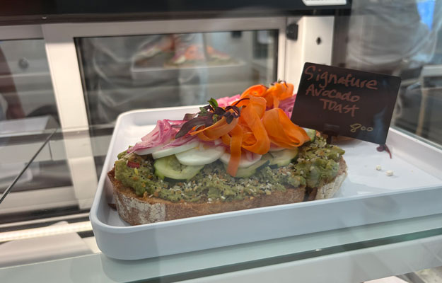 avocado toast on display at the opening of the tony and daisy fan family cafe at the uci health chao family cancer center and ambulatory care building in Irvine