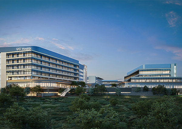 Architect rendering for UCI Health exterior of new uci health irvine hospital
