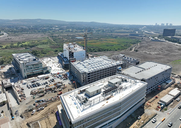 aerial view of uci health irvine under construction