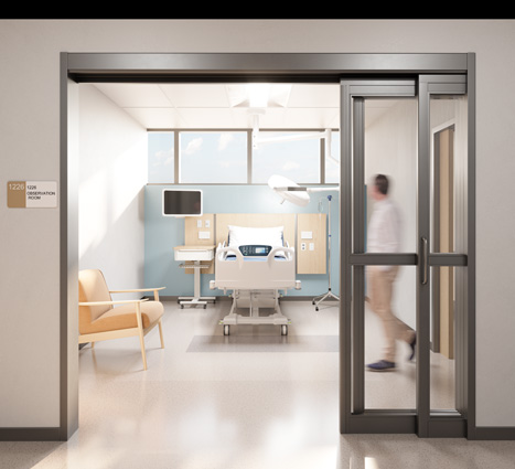 rendering of an emergency treatment room at uci health irvine. the nation's first all-electric acute care hospital
