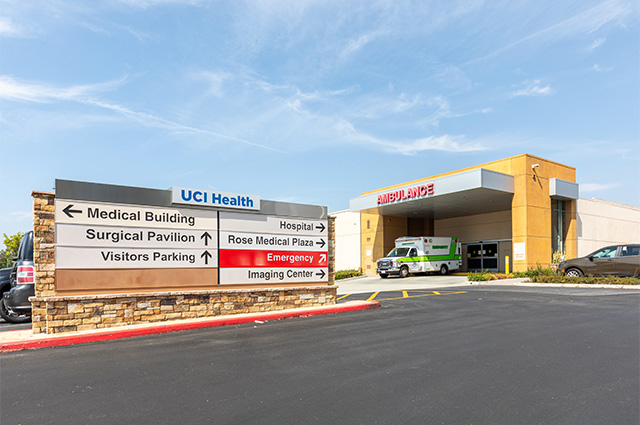 Exterior signage at UCI Health — Placentia Linda