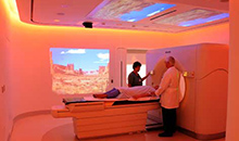The ambient experience suite at the Chao Family Comprehensive Cancer Center helps calm patients and minimize discomfort during radiation therapy.   