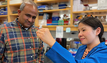 UCI Health dermatologists Dr. Anand K. Ganesan, left, and Dr. Jessica Shiu have helped develop and test new therapies to stop and reverse vitiligo.