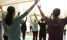 Mindfulness training at the Susan Samueli Center for Integrative Medicine includes yoga.