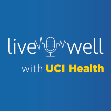 Live Well Podcast Logo blue with microphone