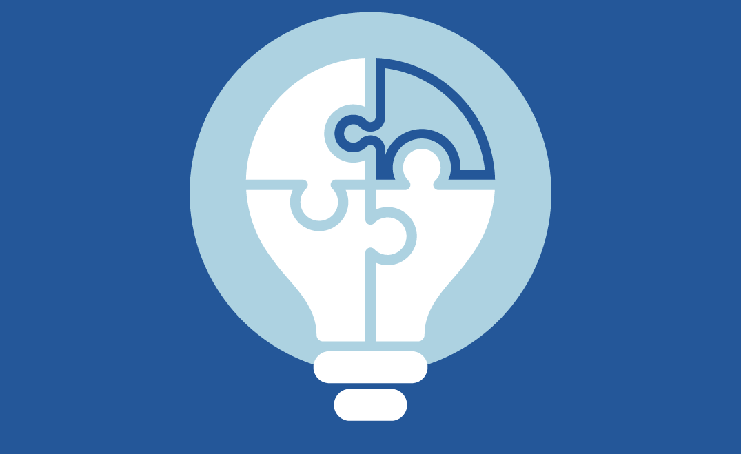 Build tomorrow together lightbulb puzzle piece icon